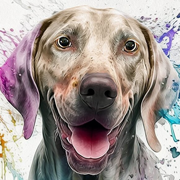 8x8 Weimaraner Dog Portrait Watercolor Oil Painting Wall Art Print - Picture 4 of 7